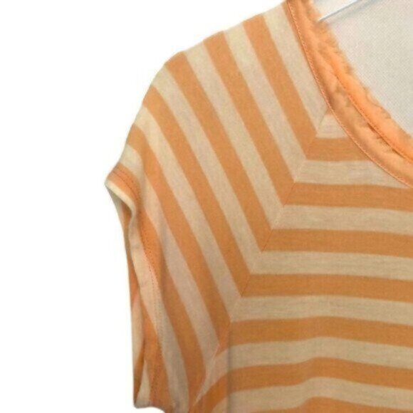 Anthropologie | Bordeaux Women's Peach & Cream Striped Short Sleeve Top Size S - Picture 4 of 8